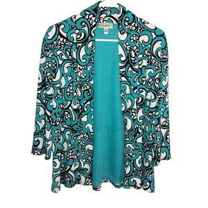 Dress Barn Aqua Print Blazer/Jacket Size L